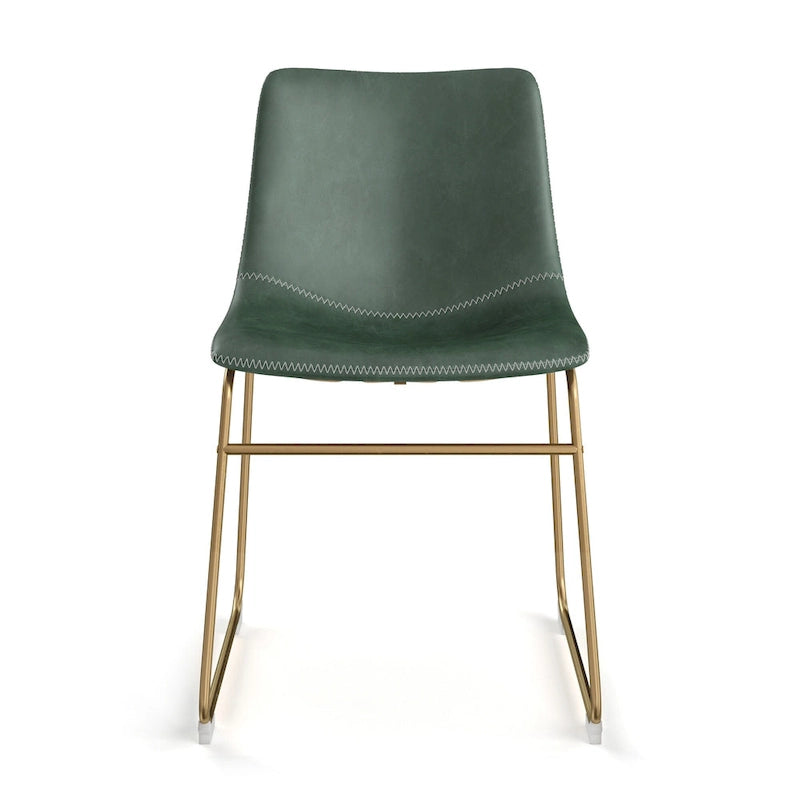 Chaises d'appoint Petra en cuir végétalien avec pieds dorés (lot de 2)