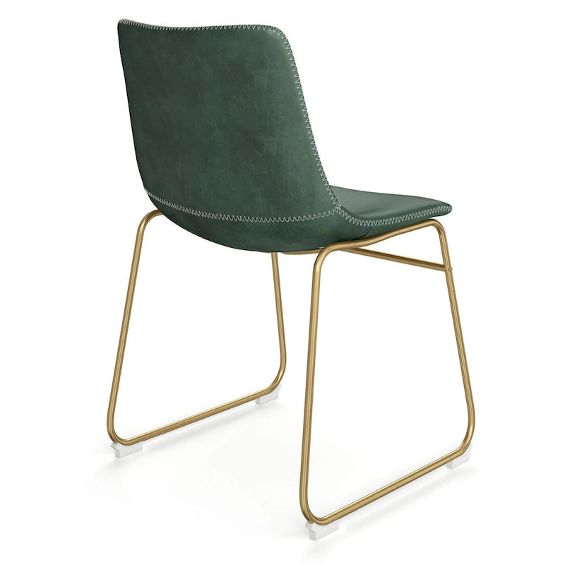 Chaises d'appoint Petra en cuir végétalien avec pieds dorés (lot de 2)