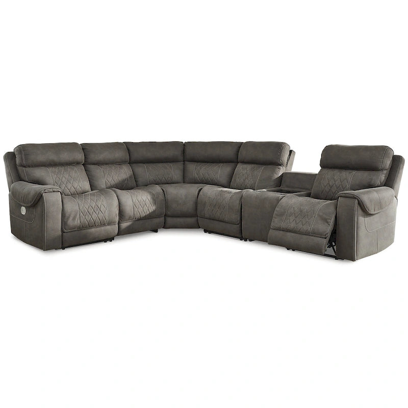 Canapé d'angle inclinable électrique 6 pièces gris Hoopster, Signature Design by Ashley - 100 cm (L) x 120 cm (P) x 34 cm (H)