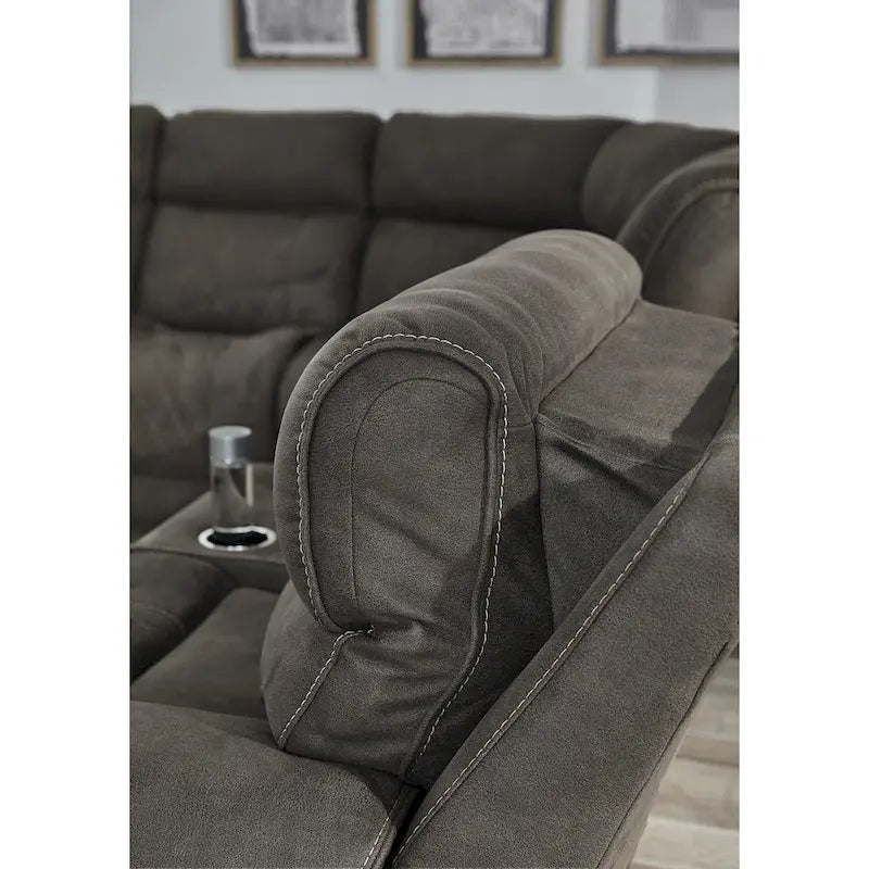 Canapé d'angle inclinable électrique 6 pièces gris Hoopster, Signature Design by Ashley - 100 cm (L) x 120 cm (P) x 34 cm (H)