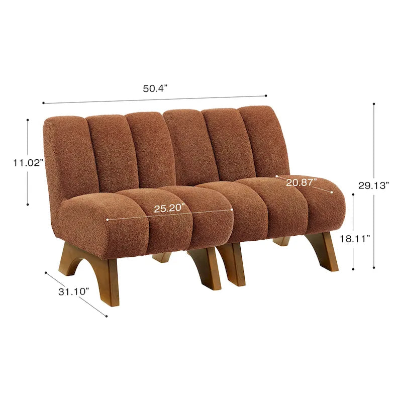 Fauteuil d'appoint moderne sans accoudoirs Art Leon, canapé deux places