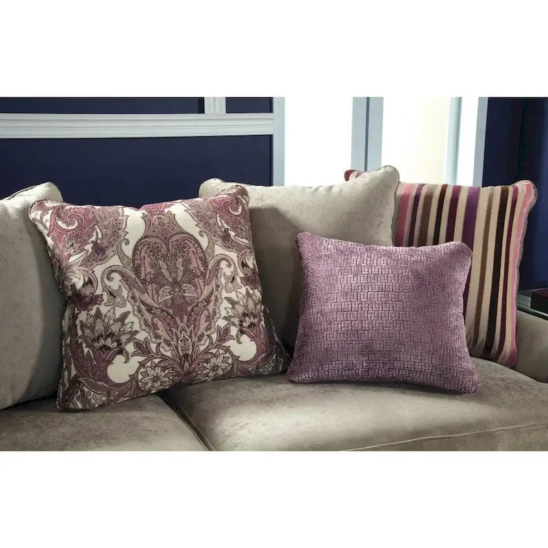 Ensemble canapé et causeuse 2 pièces Gisc Taupe contemporain en tissu rembourré avec clous décoratifs, par Furniture of America