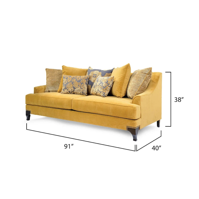 Ensemble canapé et causeuse 2 pièces Gisc Taupe contemporain en tissu rembourré avec clous décoratifs, par Furniture of America