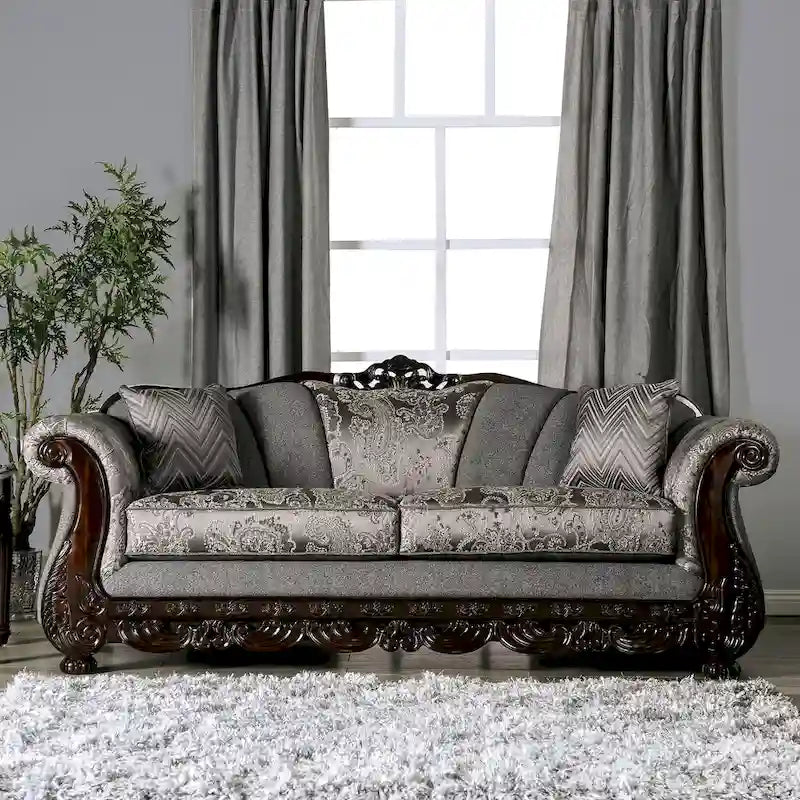 Canapé traditionnel Dikic en chenille, fabriqué par Furniture of America
