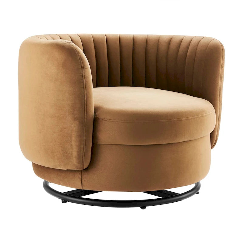 Fauteuil pivotant en velours capitonné Embrace Performance Velvet