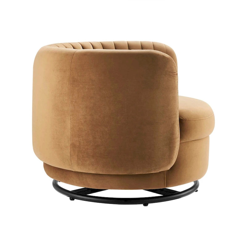 Fauteuil pivotant en velours capitonné Embrace Performance Velvet