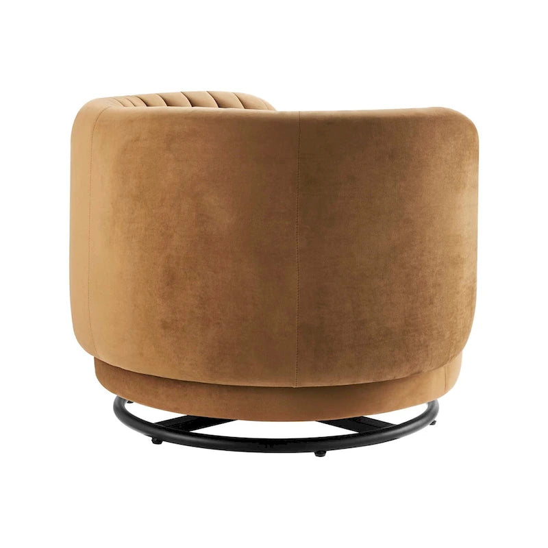 Fauteuil pivotant en velours capitonné Embrace Performance Velvet