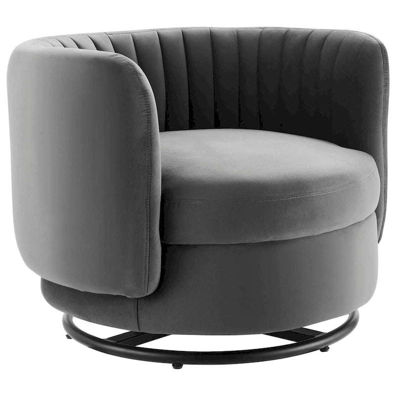 Fauteuil pivotant en velours capitonné Embrace Performance Velvet
