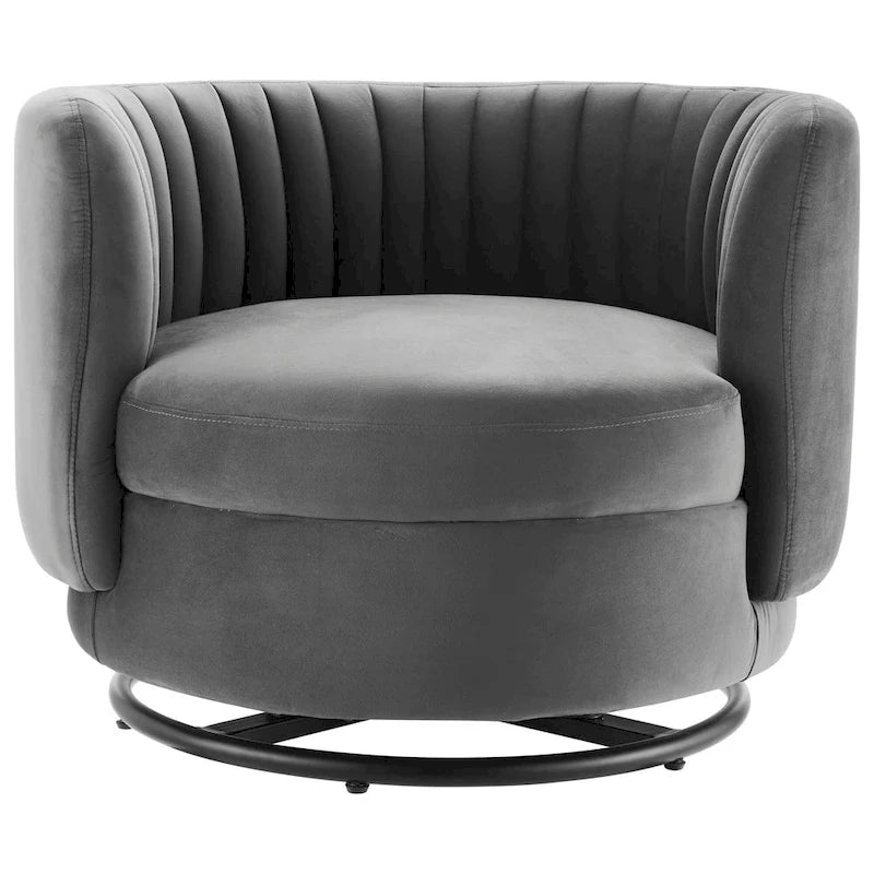 Fauteuil pivotant en velours capitonné Embrace Performance Velvet