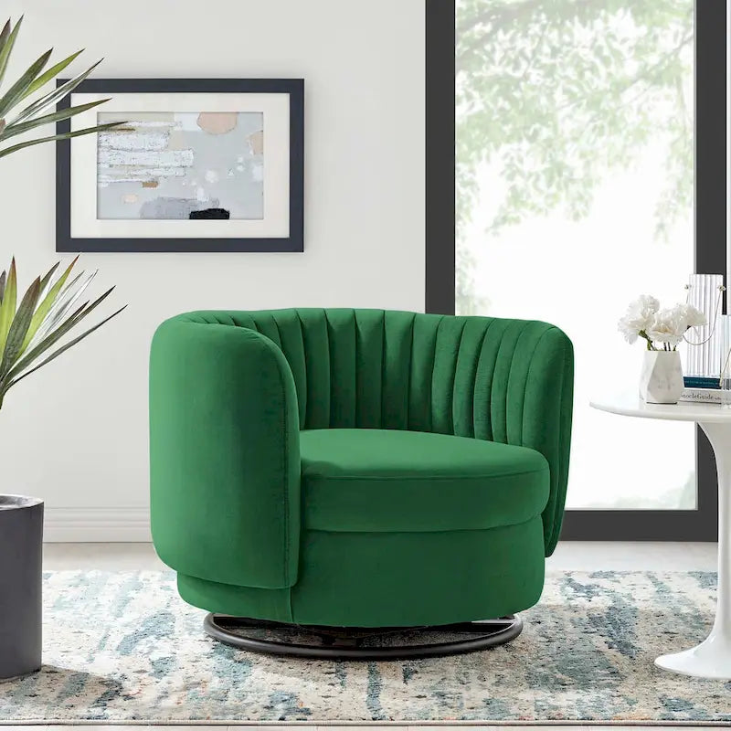 Fauteuil pivotant en velours capitonné Embrace Performance Velvet