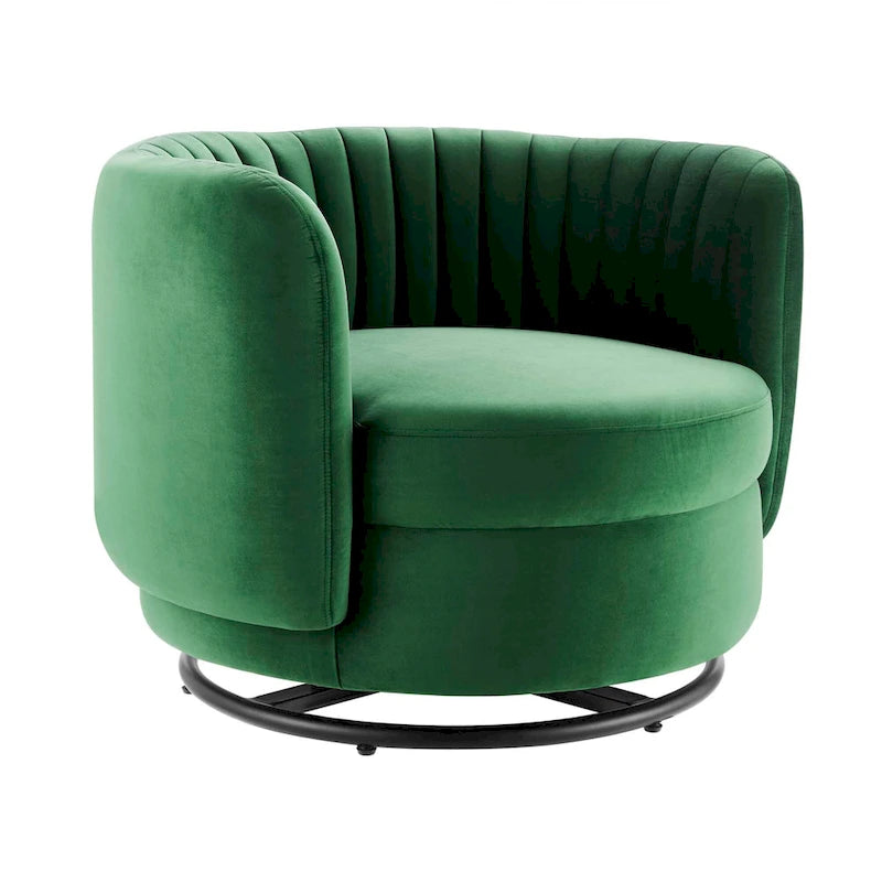 Fauteuil pivotant en velours capitonné Embrace Performance Velvet