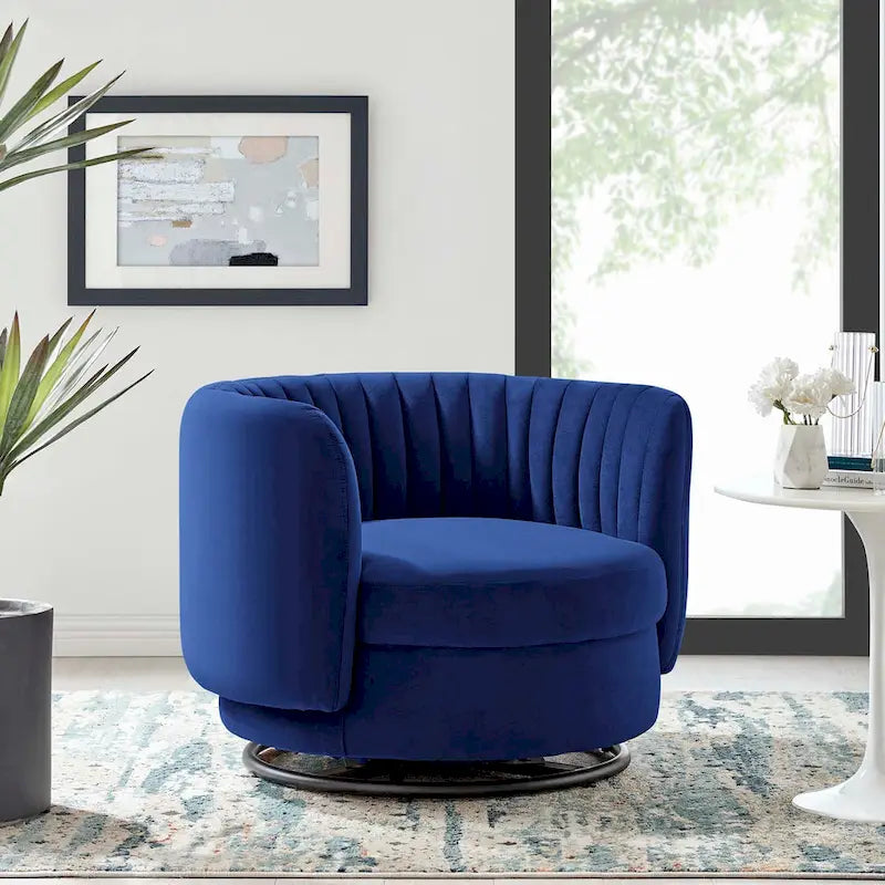 Fauteuil pivotant en velours capitonné Embrace Performance Velvet
