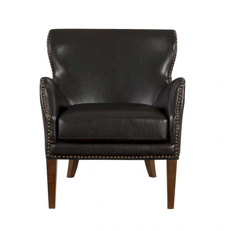 Fauteuil d'appoint Douglas en similicuir à pieds hauts et accoudoirs inclinés par Greyson Living
