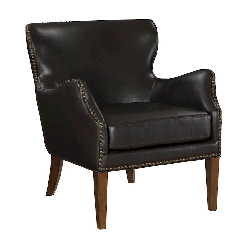 Fauteuil d'appoint Douglas en similicuir à pieds hauts et accoudoirs inclinés par Greyson Living