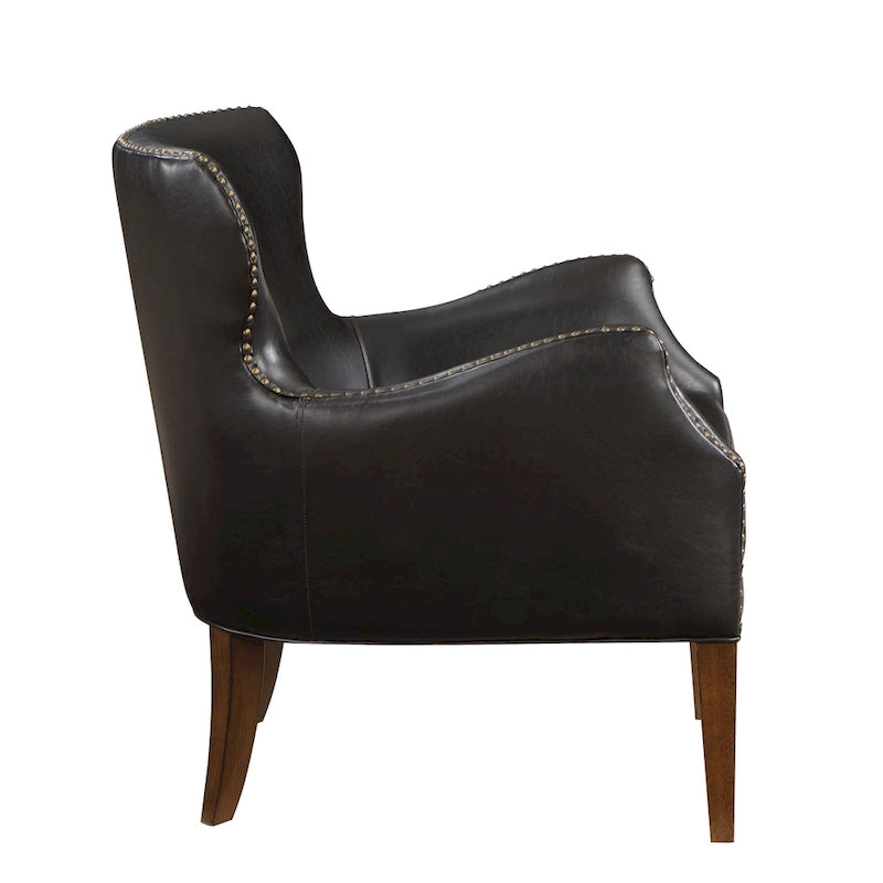Fauteuil d'appoint Douglas en similicuir à pieds hauts et accoudoirs inclinés par Greyson Living