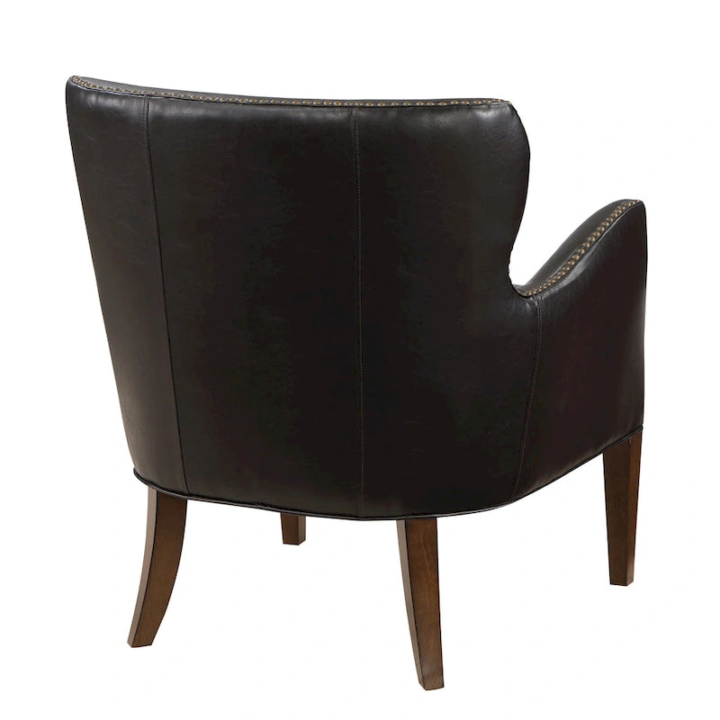 Fauteuil d'appoint Douglas en similicuir à pieds hauts et accoudoirs inclinés par Greyson Living
