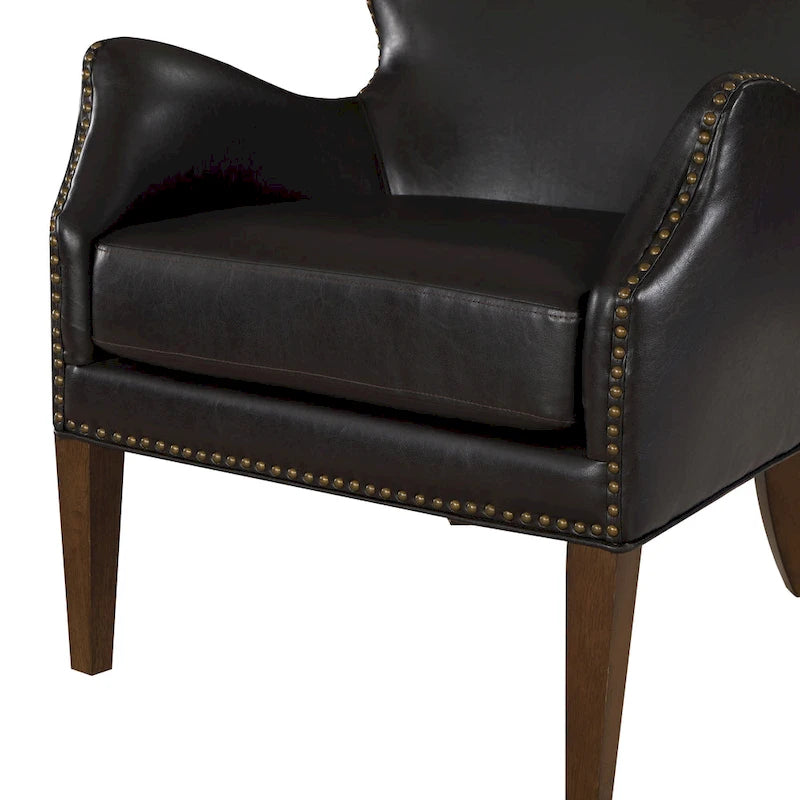 Fauteuil d'appoint Douglas en similicuir à pieds hauts et accoudoirs inclinés par Greyson Living