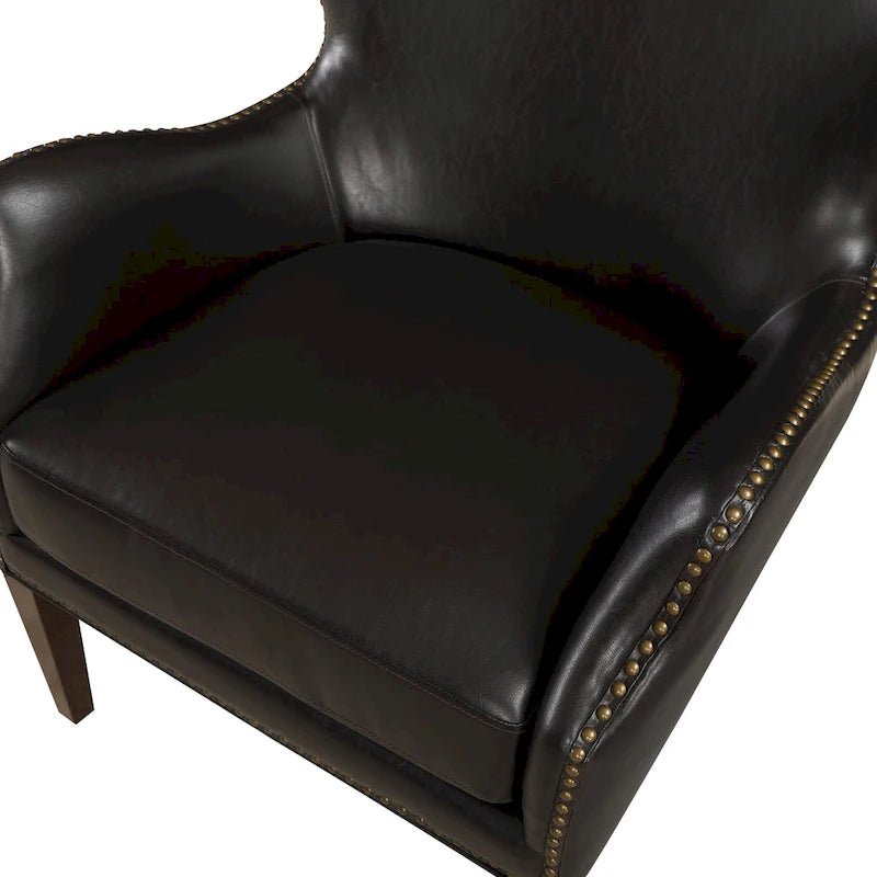 Fauteuil d'appoint Douglas en similicuir à pieds hauts et accoudoirs inclinés par Greyson Living