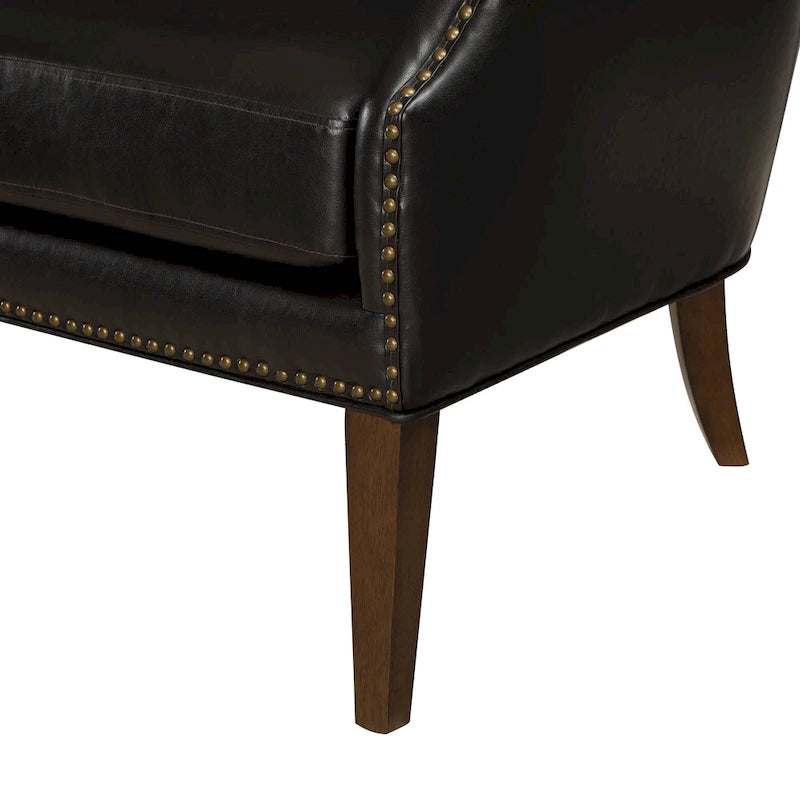 Fauteuil d'appoint Douglas en similicuir à pieds hauts et accoudoirs inclinés par Greyson Living
