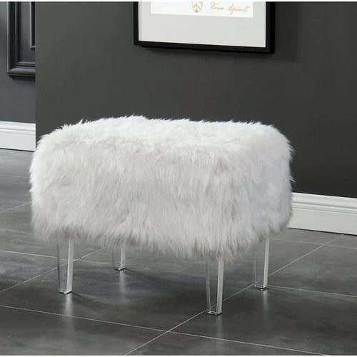 Pouf contemporain Andral en fausse fourrure acrylique de Silver Orchid