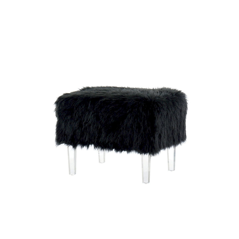 Pouf contemporain Andral en fausse fourrure acrylique de Silver Orchid