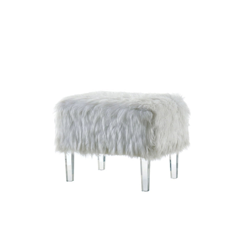 Pouf contemporain Andral en fausse fourrure acrylique de Silver Orchid