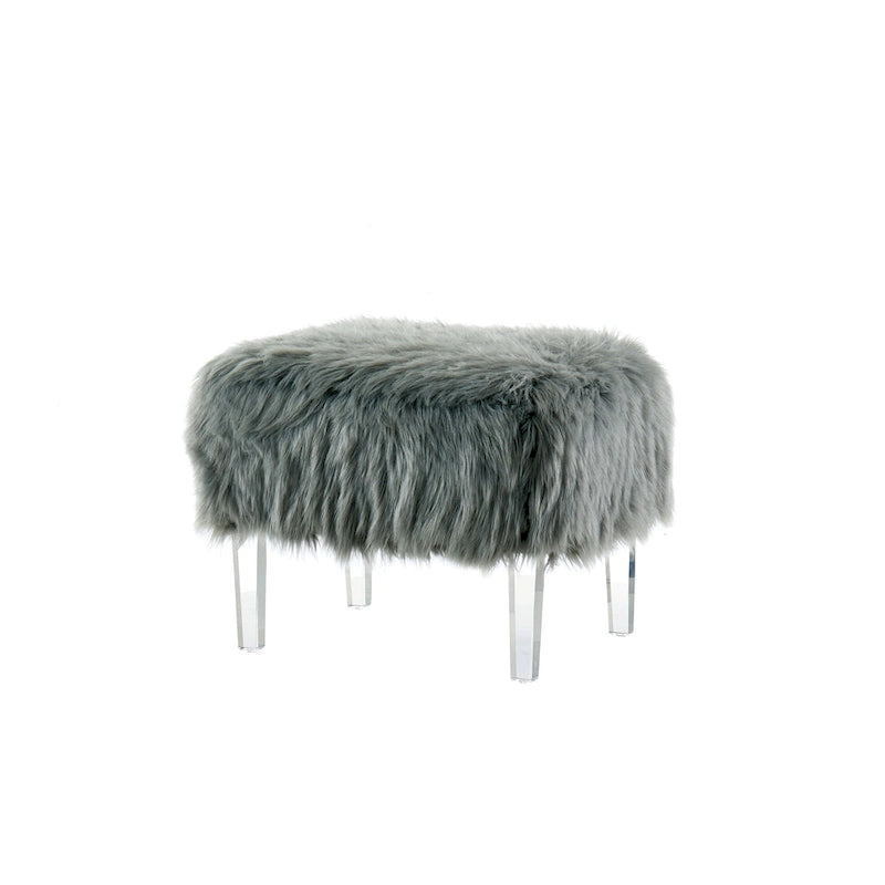 Pouf contemporain Andral en fausse fourrure acrylique de Silver Orchid
