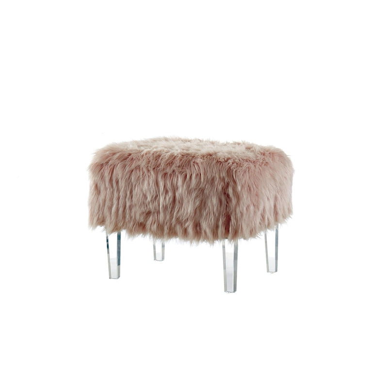 Pouf contemporain Andral en fausse fourrure acrylique de Silver Orchid