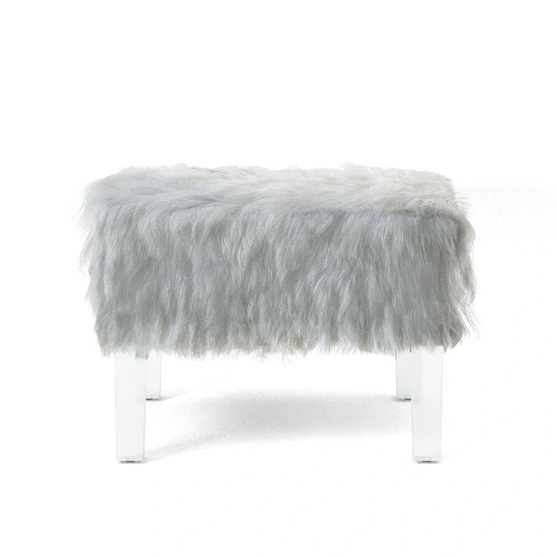 Pouf contemporain Andral en fausse fourrure acrylique de Silver Orchid