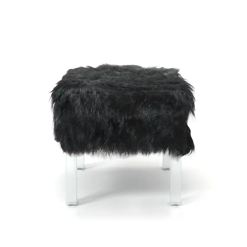 Pouf contemporain Andral en fausse fourrure acrylique de Silver Orchid