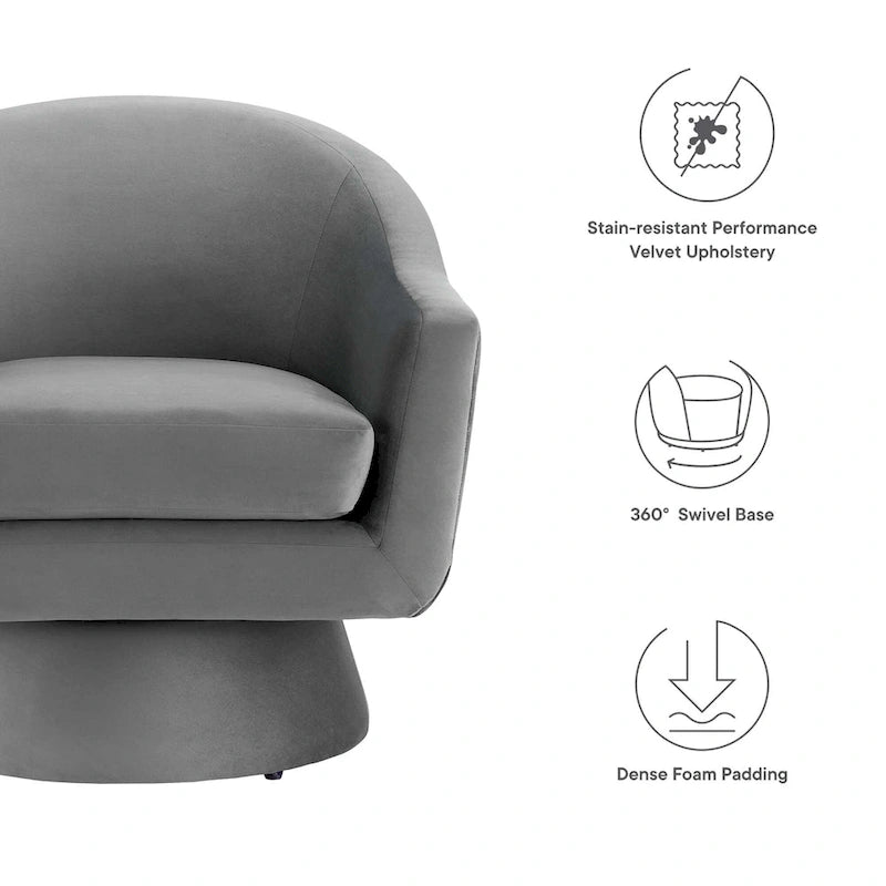 Fauteuil pivotant Astral Performance en velours et bois