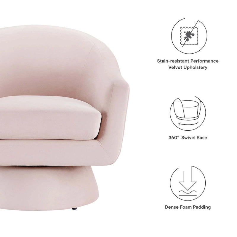 Fauteuil pivotant Astral Performance en velours et bois
