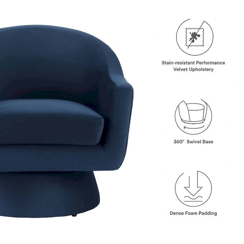 Fauteuil pivotant Astral Performance en velours et bois