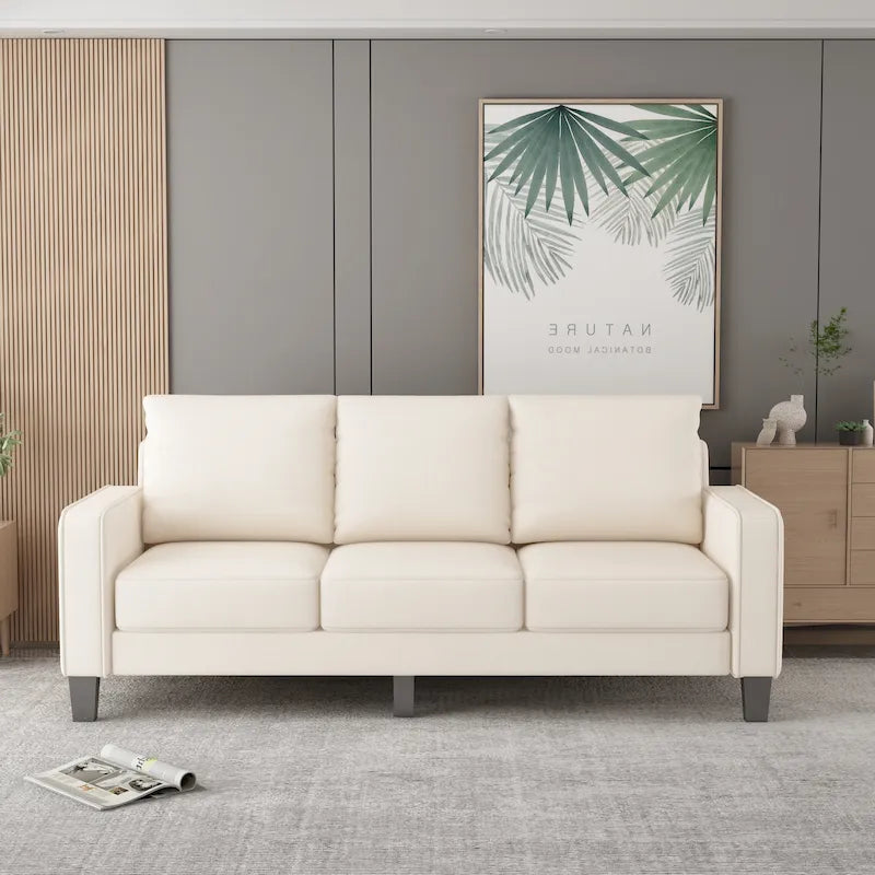 Canapé moderne en tissu beige pour salon