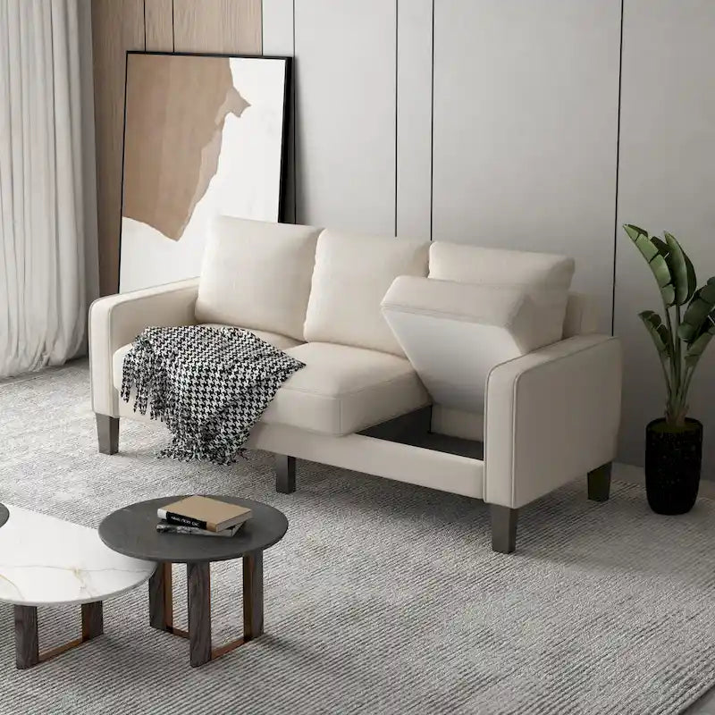 Canapé moderne en tissu beige pour salon