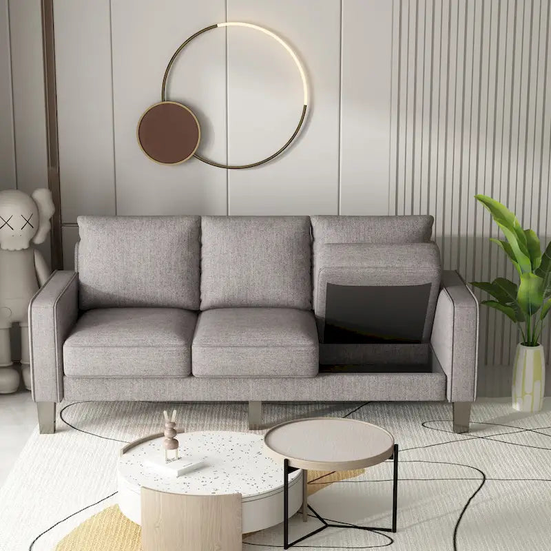 Canapé moderne en tissu beige pour salon