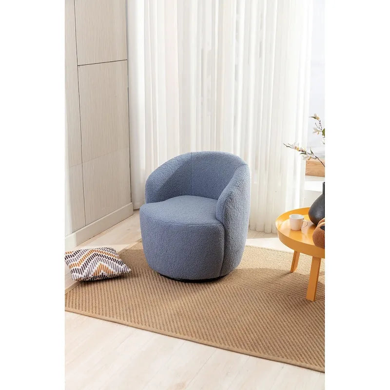 Fauteuil pivotant Teddy en tissu, fauteuil tonneau