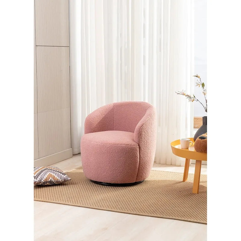 Fauteuil pivotant Teddy en tissu, fauteuil tonneau