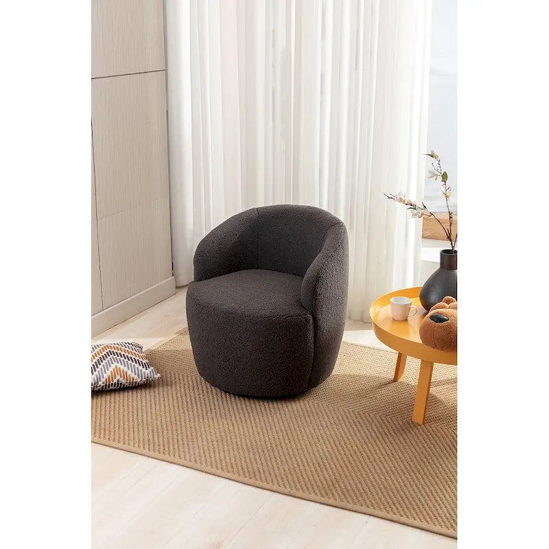 Fauteuil pivotant Teddy en tissu, fauteuil tonneau