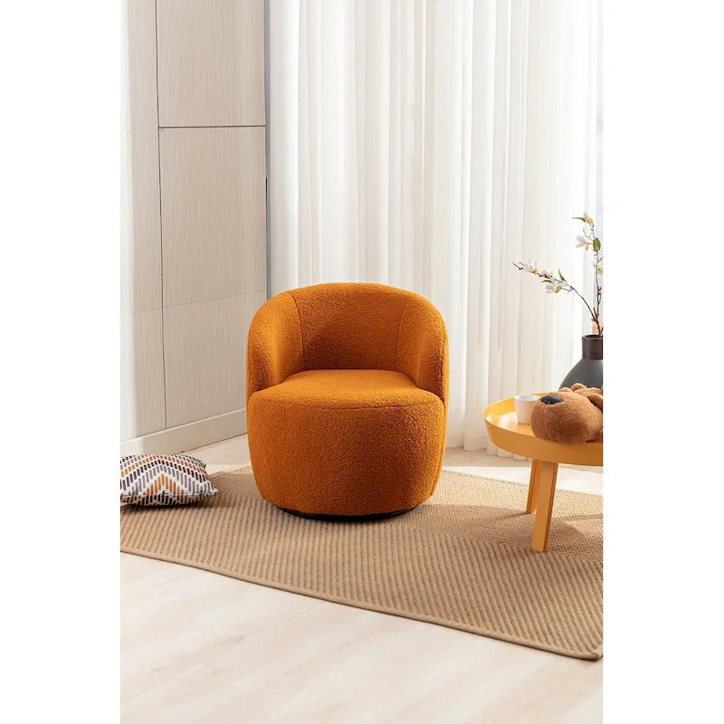 Fauteuil pivotant Teddy en tissu, fauteuil tonneau