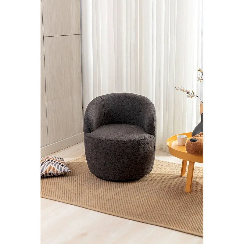 Fauteuil pivotant Teddy en tissu, fauteuil tonneau