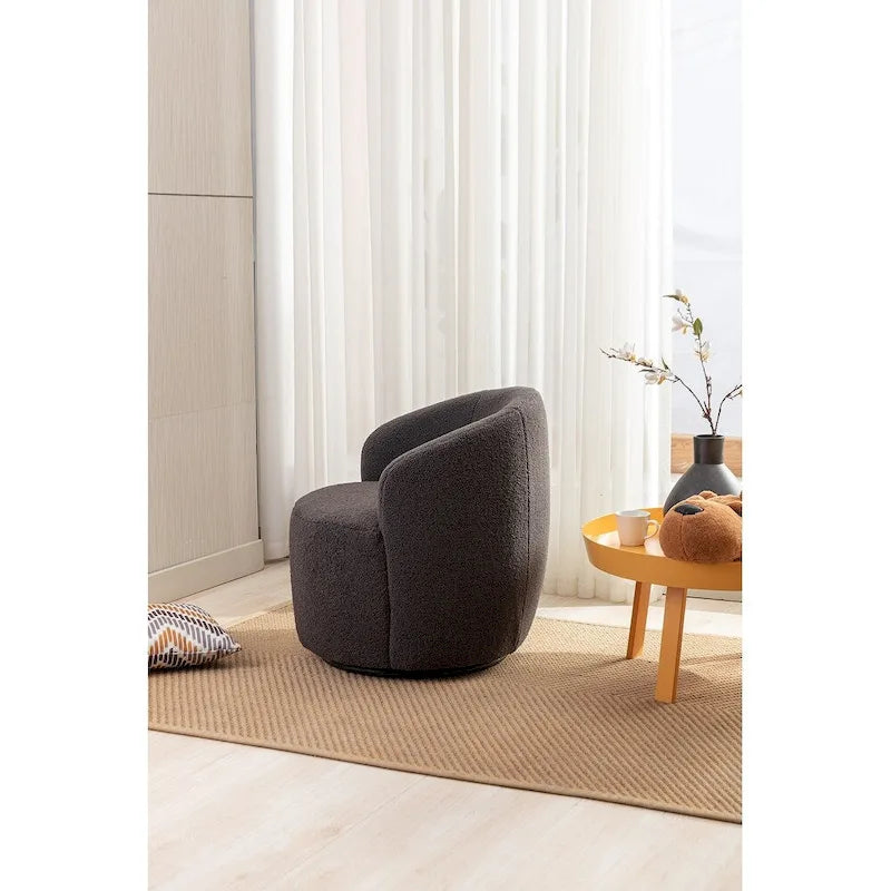 Fauteuil pivotant Teddy en tissu, fauteuil tonneau