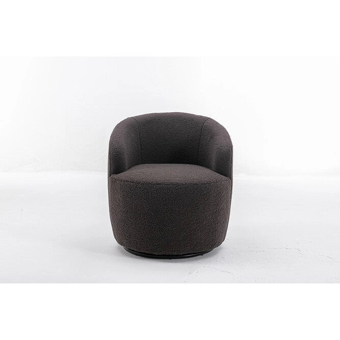Fauteuil pivotant Teddy en tissu, fauteuil tonneau
