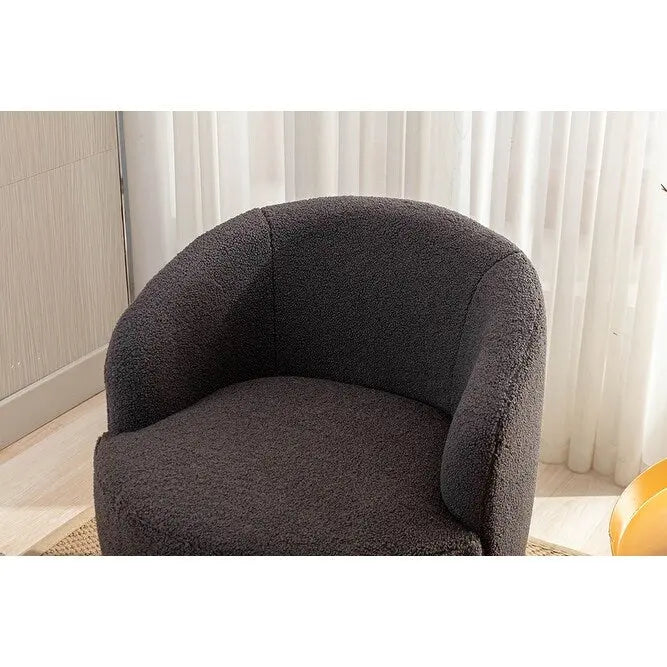 Fauteuil pivotant Teddy en tissu, fauteuil tonneau
