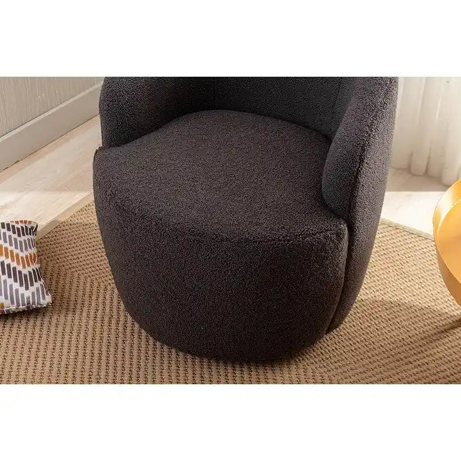 Fauteuil pivotant Teddy en tissu, fauteuil tonneau