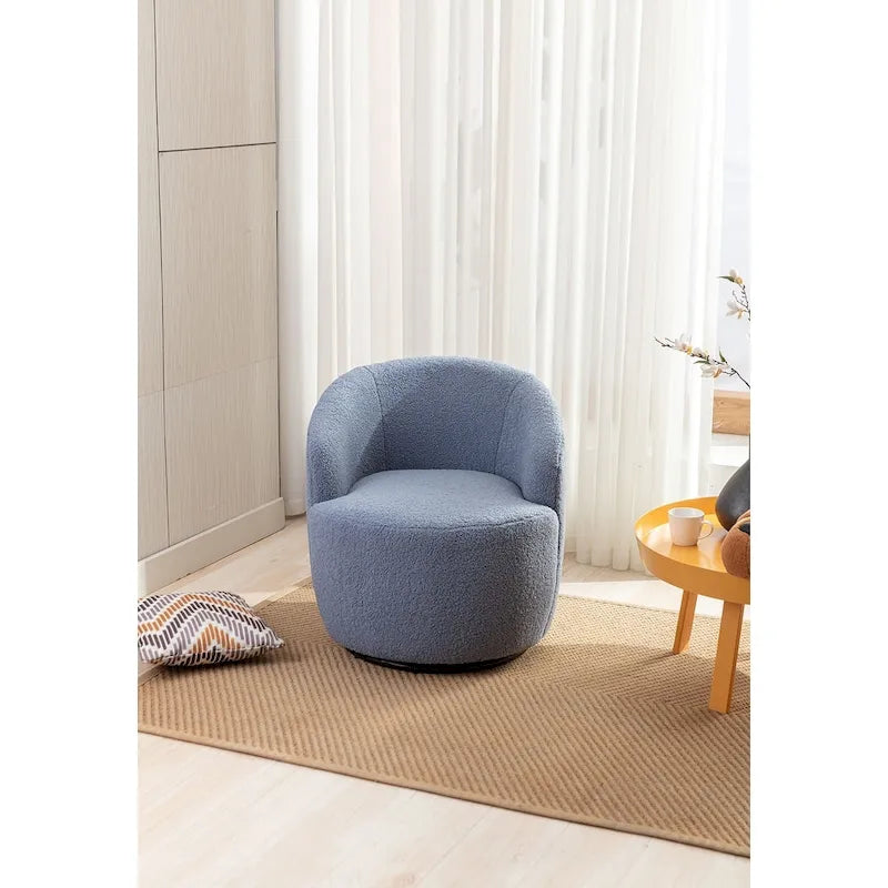 Fauteuil pivotant Teddy en tissu, fauteuil tonneau