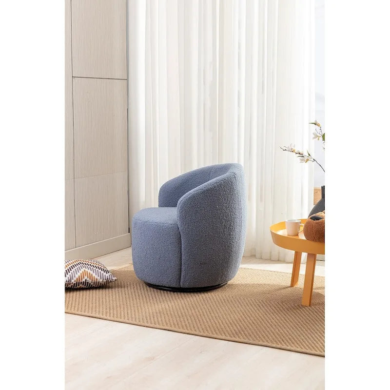 Fauteuil pivotant Teddy en tissu, fauteuil tonneau