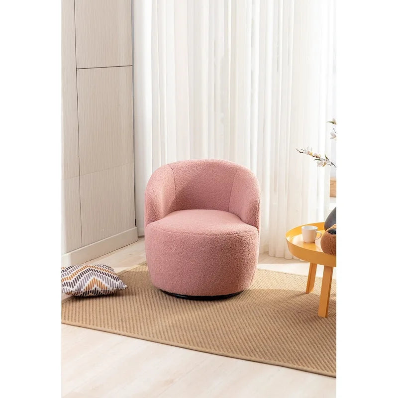 Fauteuil pivotant Teddy en tissu, fauteuil tonneau