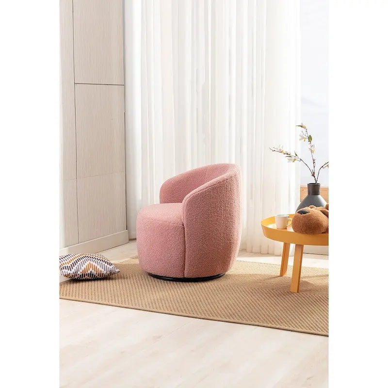 Fauteuil pivotant Teddy en tissu, fauteuil tonneau
