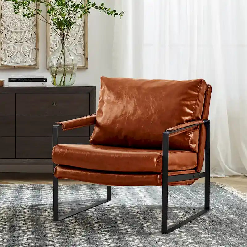 Fauteuil Art Leon moderne en similicuir avec structure en acier